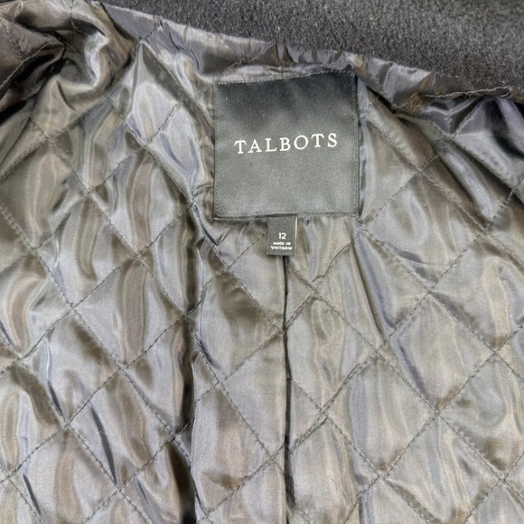 Talbots Black Double Breasted Wool Blend Coat Stand Collar Quilted Lining Size M - Picture 9 of 16